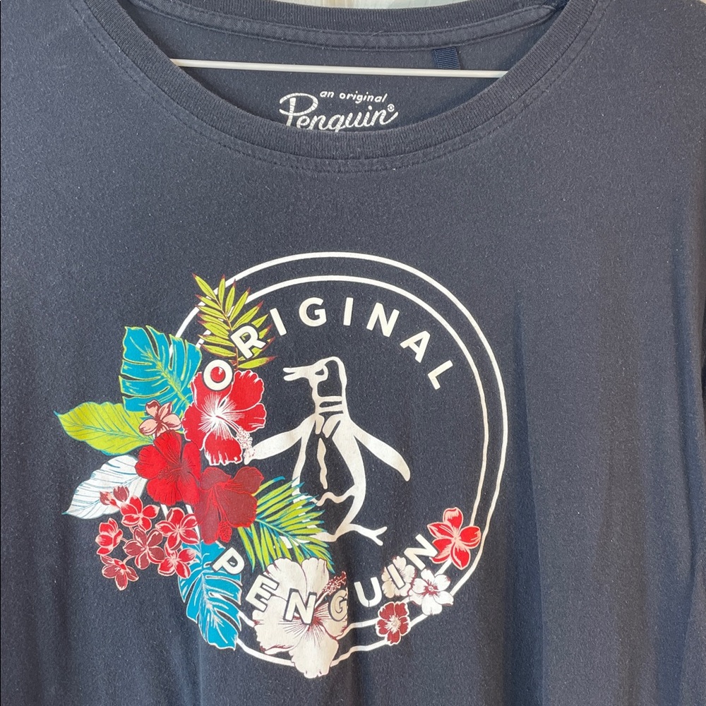 Original Penguin Navy Tee with Floral Graphic